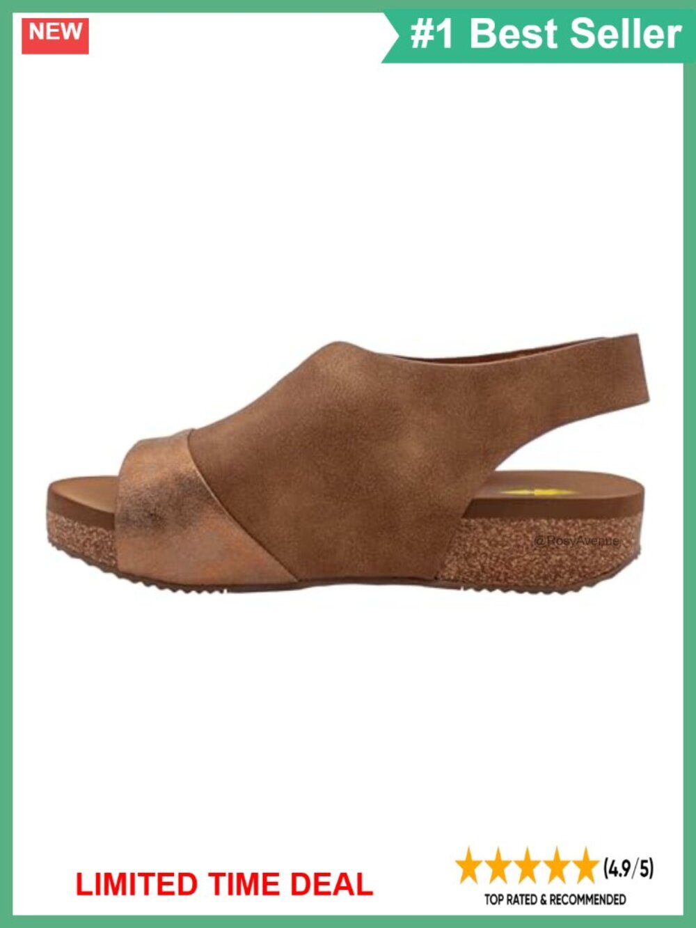 Women's Aurelia Platform Sandals Faux Nubuck Slingback Hook & Loop Open Toe